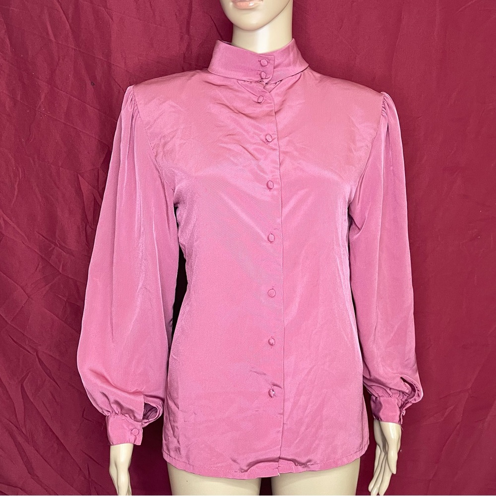 Vintage 1970’s CEO High Neck Classy Button Blouse Size 6
